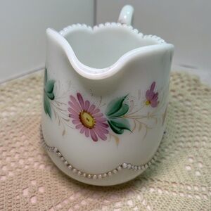 1960s Vintage Heisey Bead Swag Opal Milk Glass Creamer #1295